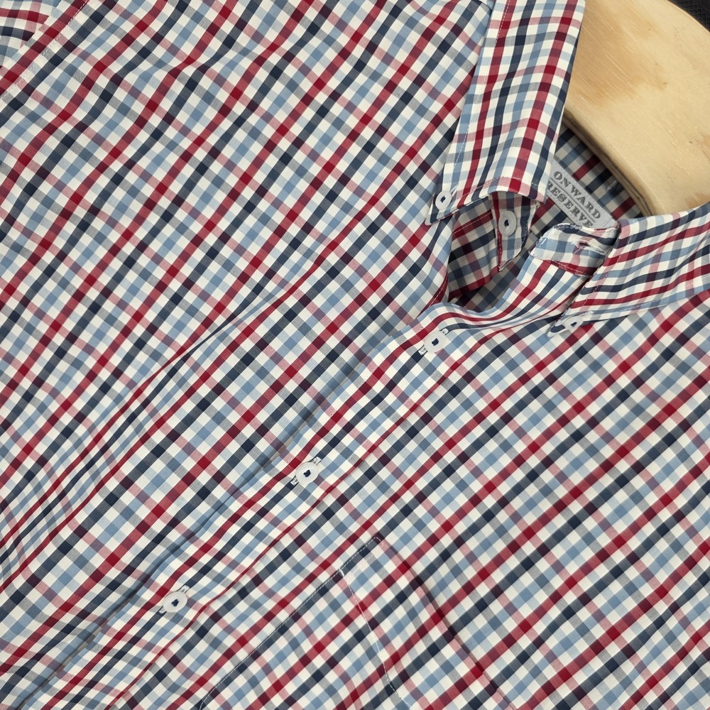 Onward Reserve Shirt Mens Large Gingham Plaid Classic Fit Button Up Non Iron
